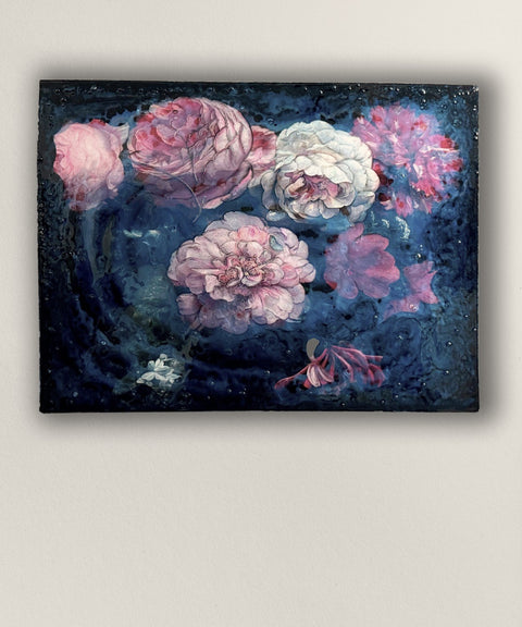 Iridescent Iced Floating Peony Flowers Painting