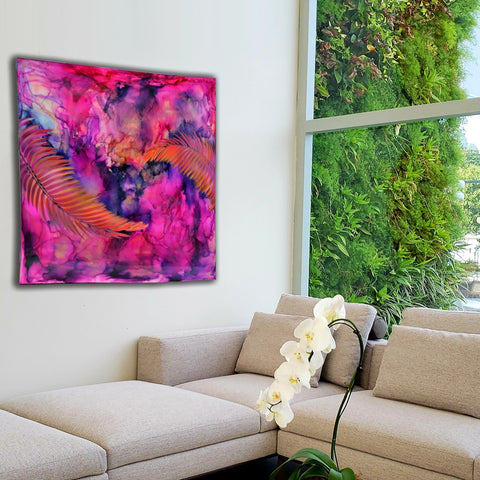 Hahei Sunset | Gold Kiokio 2 Ferns Painting