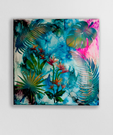 Bird of Paradise Tropical Flowers Painting
