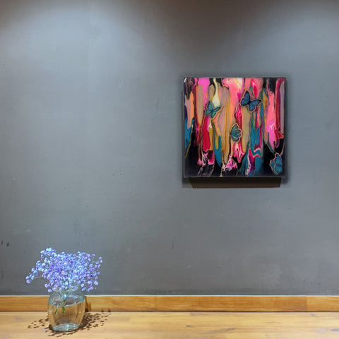 Blue Butterflies Abstract Painting
