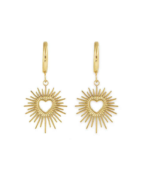 Celeste Gold Heart Star Charm Huggie Hoop Earrings