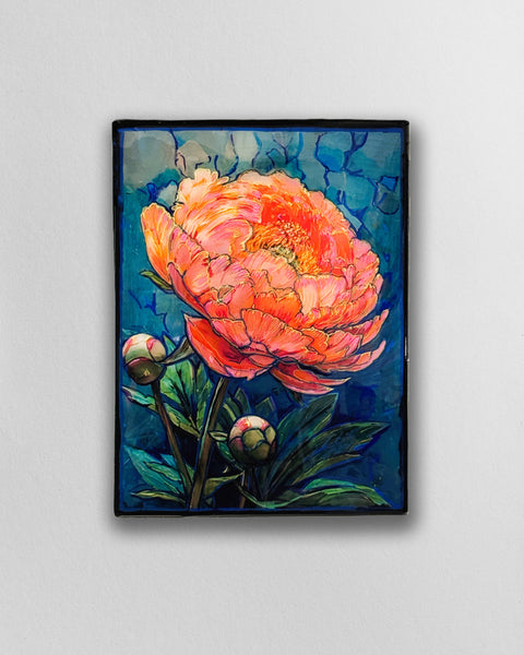3D Coral Sunset Peony Painting