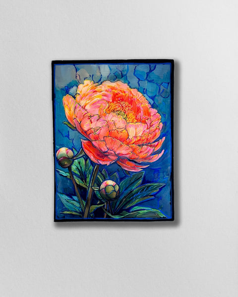 3D Coral Sunset Peony Painting