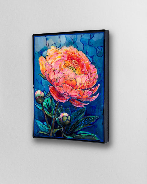 3D Coral Sunset Peony Painting