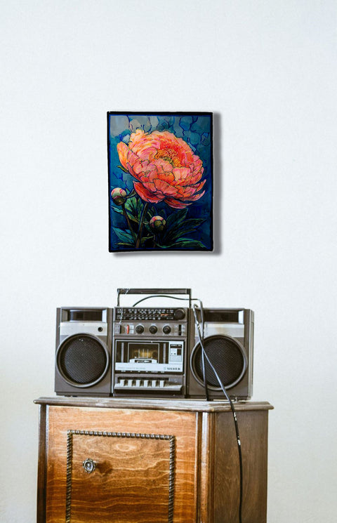3D Coral Sunset Peony Painting
