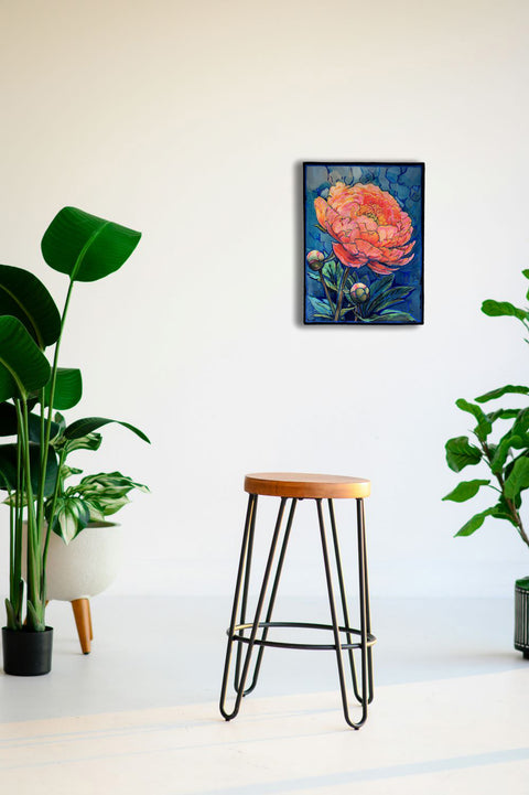 3D Coral Sunset Peony Painting