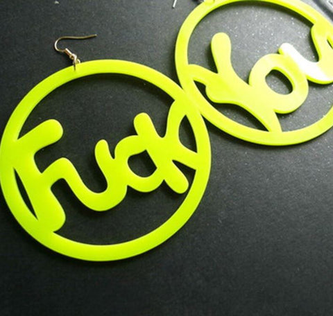 Huge Neon Fu*k You Earrings