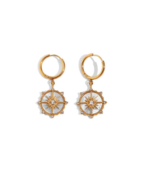 Gracie Gold Pearl Star Sparkle Charm Huggie Sleeper Earrings