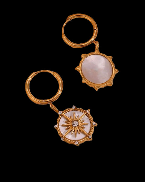 Gracie Gold Pearl Star Sparkle Charm Huggie Sleeper Earrings