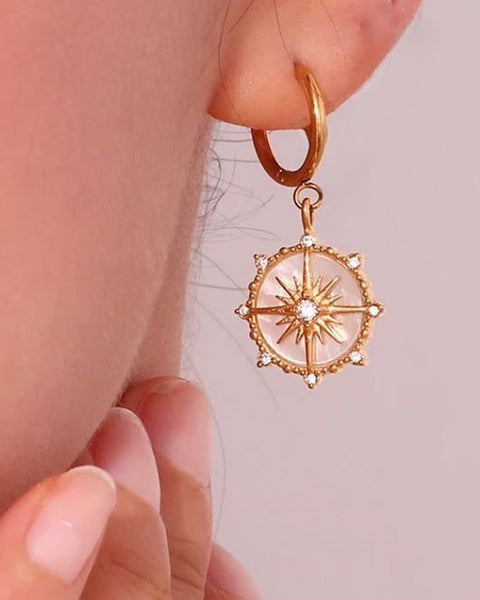 Gracie Gold Pearl Star Sparkle Charm Huggie Sleeper Earrings