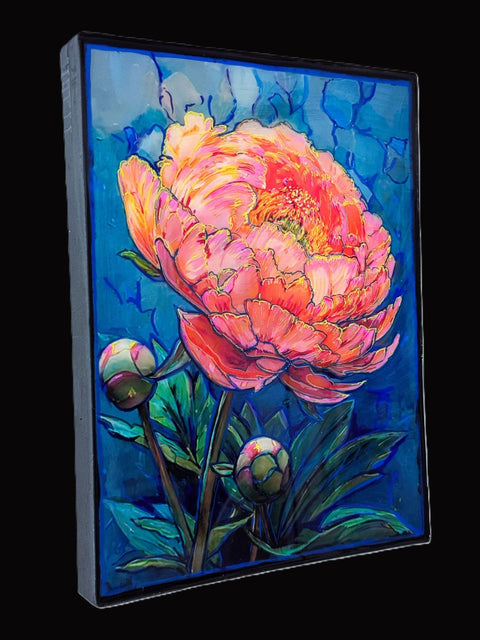 3D Coral Sunset Peony Painting