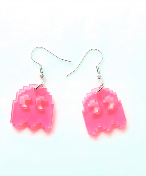 Pink Pac-Man Speedy Ghost Earrings