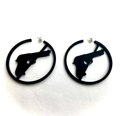 Black Pistol Gun Earrings
