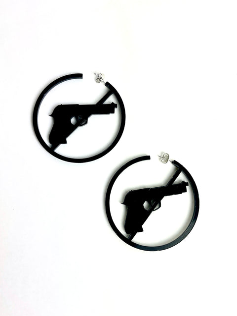 Black Pistol Gun Earrings