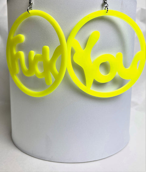 Huge Neon Fu*k You Earrings