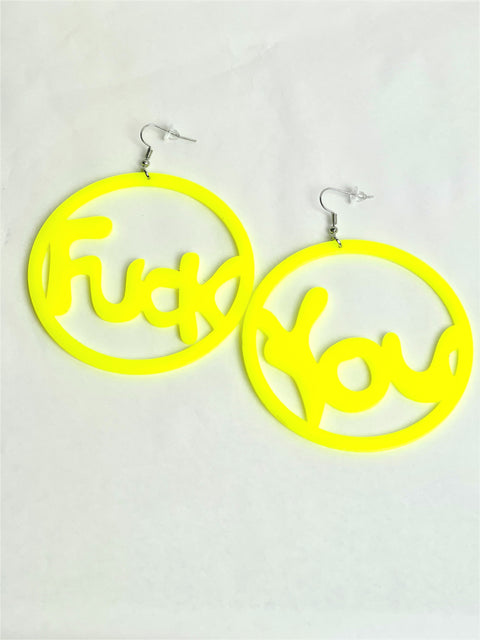 Huge Neon Fu*k You Earrings