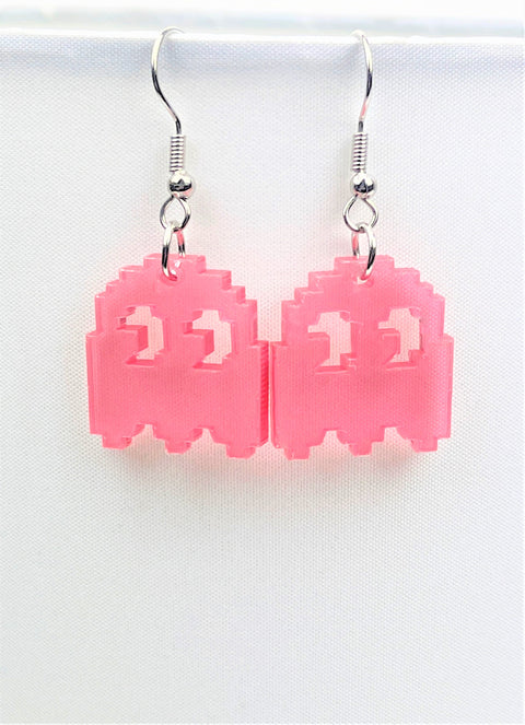 Pink Pac-Man Speedy Ghost Earrings