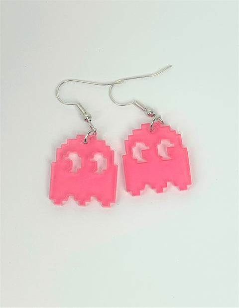 Pink Pac-Man Speedy Ghost Earrings
