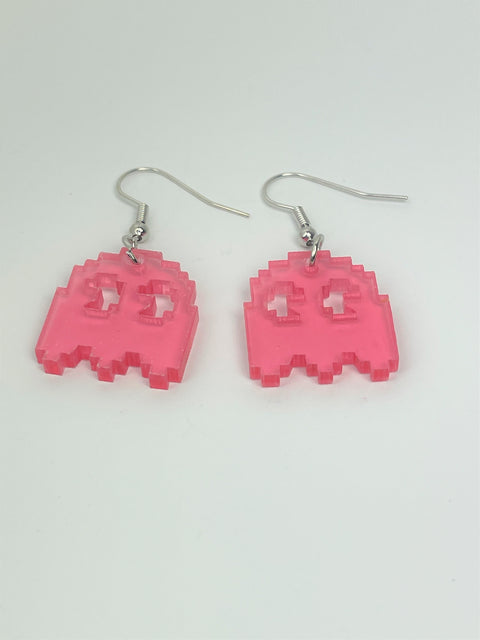 Pink Pac-Man Speedy Ghost Earrings