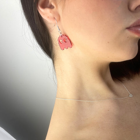 Red PacMan Blinky Ghost Earrings
