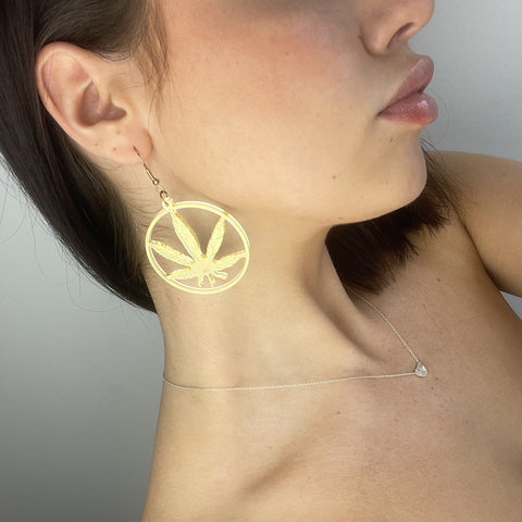 Gold Mirror Hemp Marijuana Leaf Earrings