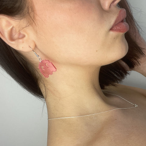Pink Pac-Man Speedy Ghost Earrings