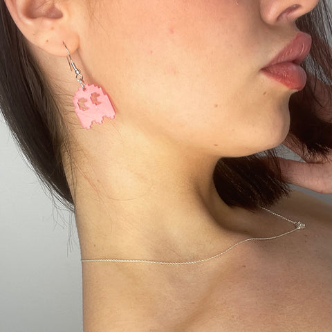 Pink Pac-Man Speedy Ghost Earrings