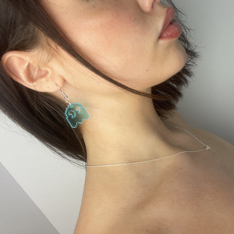 Blue Pac-Man Inky Ghost Earrings