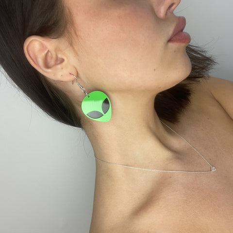 Little Green Man Alien Earrings