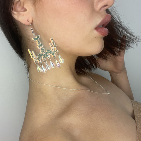Big Iridescent Chandelier Earrings