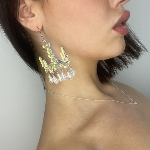 Big Iridescent Chandelier Earrings