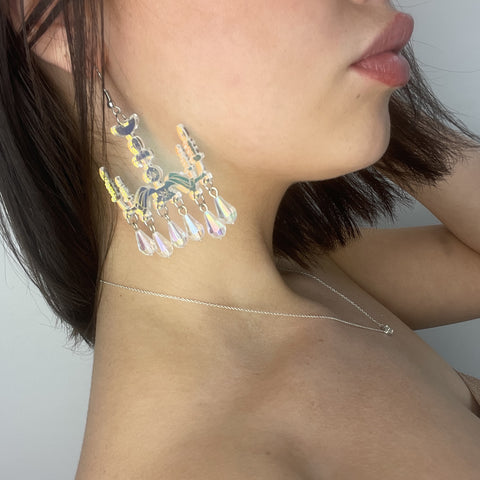 Big Iridescent Chandelier Earrings