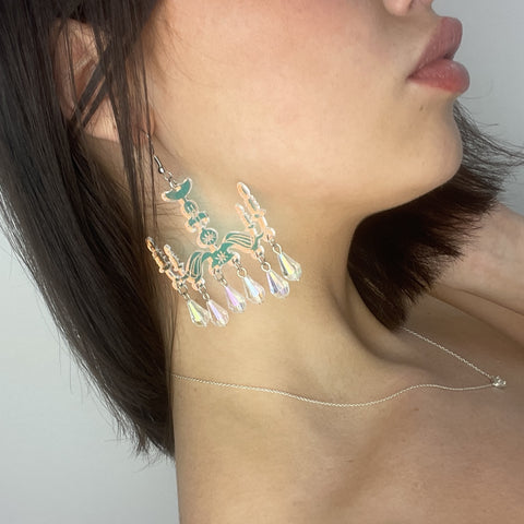 Big Iridescent Chandelier Earrings