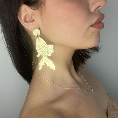 Big Gold Mirror Fish Earrings