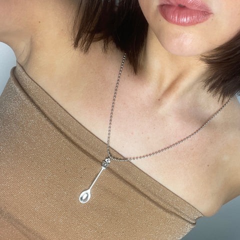 Mini spoon pendant & ball chain necklace