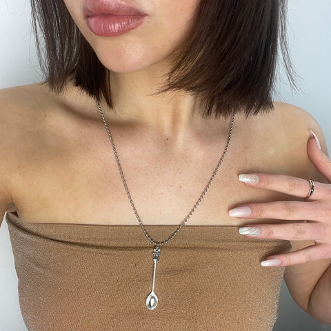 Mini spoon pendant & ball chain necklace