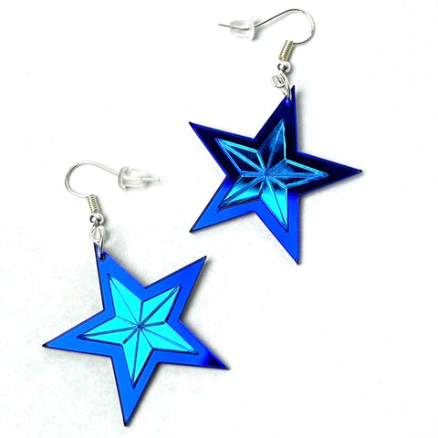 Blue Star / Whetū Mirror Earrings