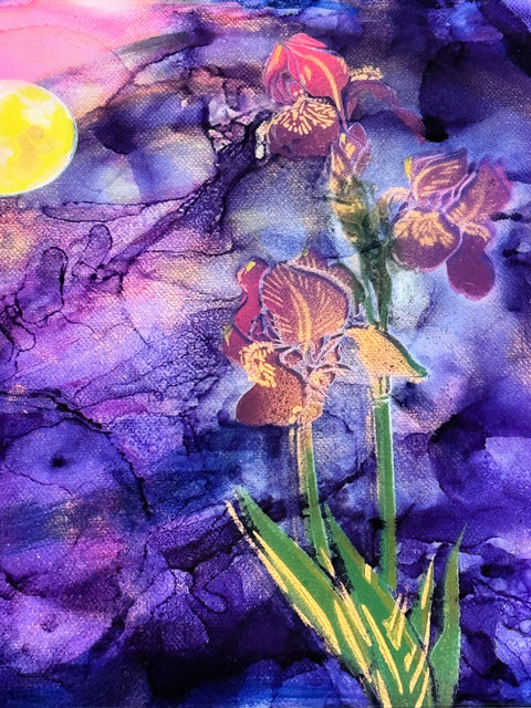 Bearded Lunar Iris Flower Painting