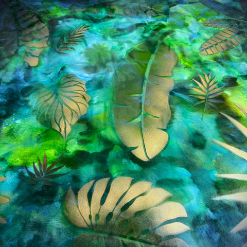 Stream of Gold Leaves Painting