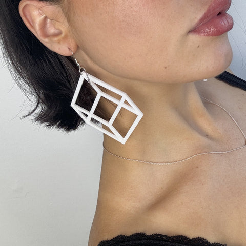 Big White Cube Earrings