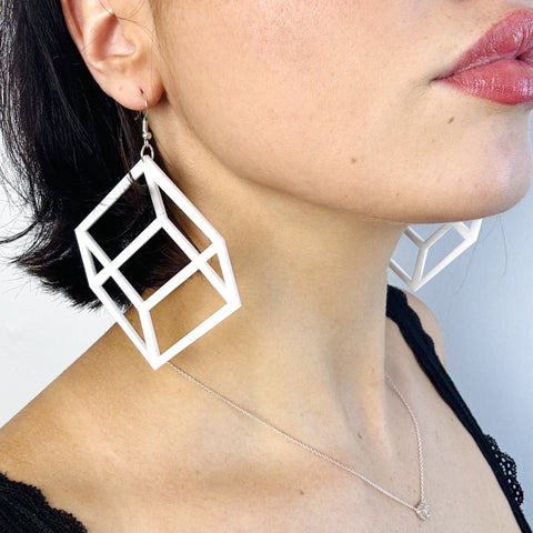 Big White Cube Earrings