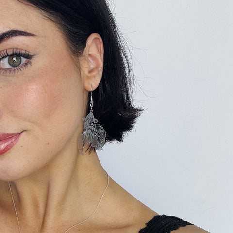 Silver Metal Goldfish Earrings
