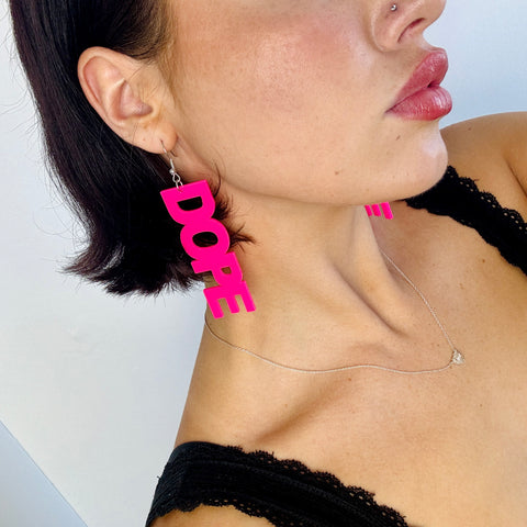Hot Neon Pink Dope Earrings