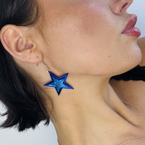 Blue Star / Whetū Mirror Earrings