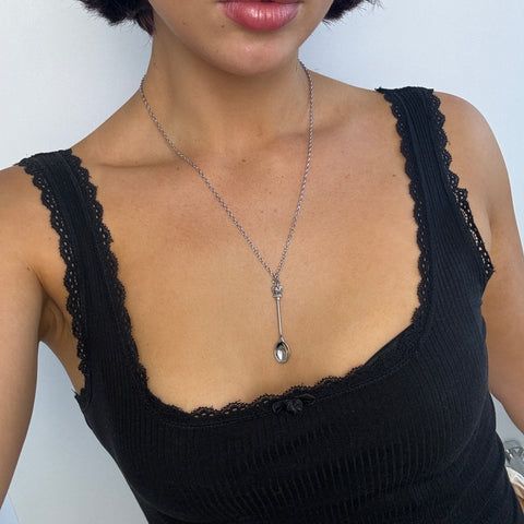 Mini spoon pendant & link chain necklace