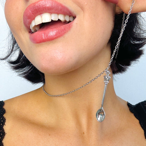 Mini spoon pendant & link chain necklace