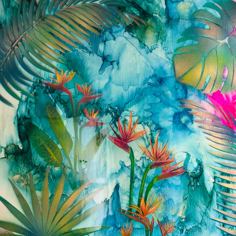 Bird of Paradise Tropical Flowers Painting