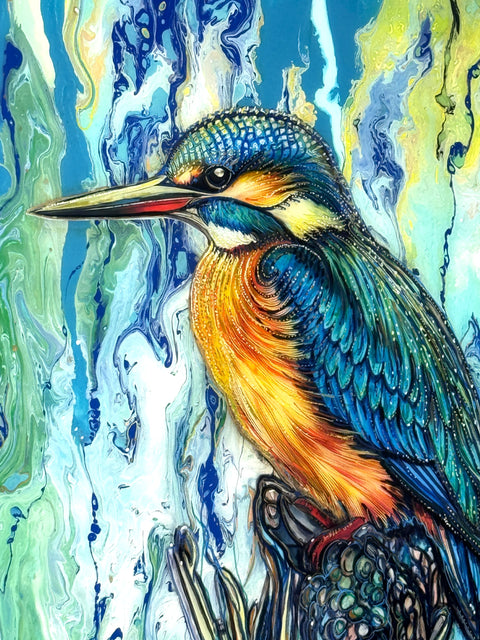 Kōtare Sacred Kingfisher Tahi Painting