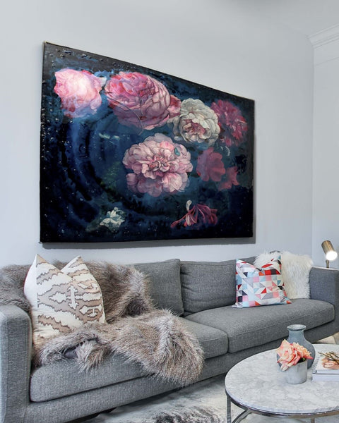 Iridescent Iced Floating Peony Flowers Painting