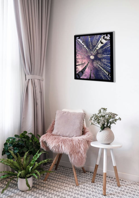 Silver Moon Birch Tree Painting